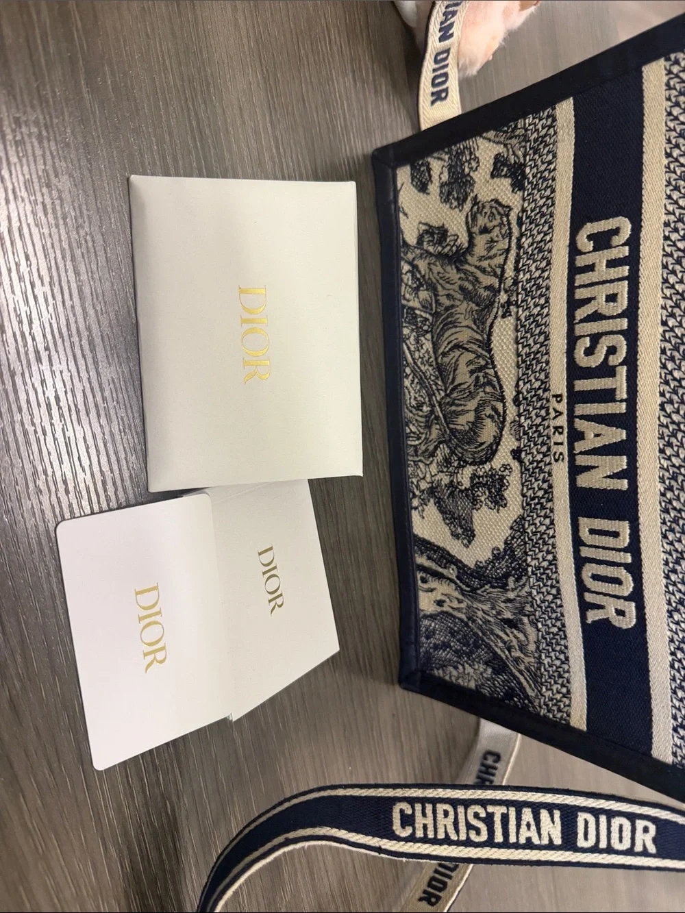 Christian Dior Navy and White Toile de Jouy Book Tote